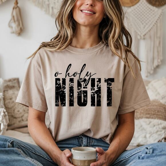 Women Christian Shirt Oh Holy Night Faith Tshirt Graphic Tee Unisex Gift - Picture 2 of 3